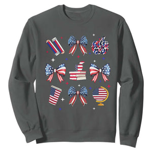 4th of July Teacher Student Sweatshirt Patriotic Teaching Learning Retro Coquette TS02 Dark Heather Print Your Wear