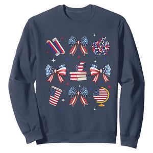 4th of July Teacher Student Sweatshirt Patriotic Teaching Learning Retro Coquette TS02 Navy Print Your Wear