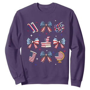 4th of July Teacher Student Sweatshirt Patriotic Teaching Learning Retro Coquette TS02 Purple Print Your Wear