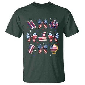 4th of July Teacher Student T Shirt Patriotic Teaching Learning Retro Coquette TS02 Dark Forest Green Print Your Wear