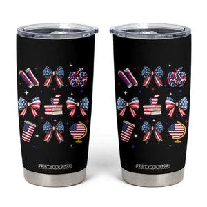4th of July Teacher Student Tumbler Cup Patriotic Teaching Learning Retro Coquette TS02 Black Print Your Wear