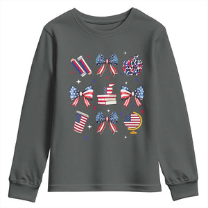 4th of July Teacher Student Youth Sweatshirt Patriotic Teaching Learning Retro Coquette TS02 Dark Heather Print Your Wear
