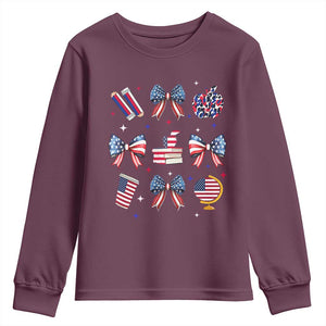 4th of July Teacher Student Youth Sweatshirt Patriotic Teaching Learning Retro Coquette TS02 Maroon Print Your Wear