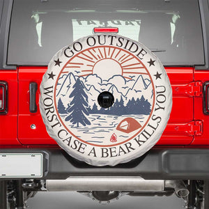 Funny Camping Outdoor Adventure Spare Tire Cover Go Outside Worst Case A Bear Kills You TS02 Sand Print Your Wear