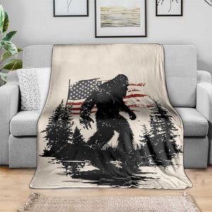 American Flag Bigfoot Throw Blanket Patriotic Sasquatch Retro Vintage TS02 Print Your Wear