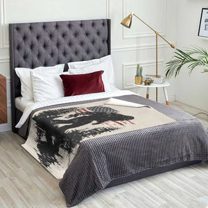American Flag Bigfoot Throw Blanket Patriotic Sasquatch Retro Vintage TS02 Print Your Wear