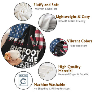 Funny Patriotic Sasquatch Throw Blanket Bigfoot Saw Me But Nobody Believes Him American Flag TS02 Print Your Wear