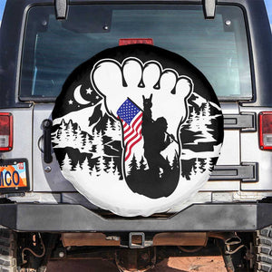 Patriotic Bigfoot Spare Tire Cover Rocking On Sasquatch Footprint With American Flag TS02 No hole Black Print Your Wear