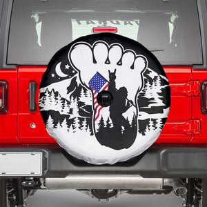 Patriotic Bigfoot Spare Tire Cover Rocking On Sasquatch Footprint With American Flag TS02 Black Print Your Wear