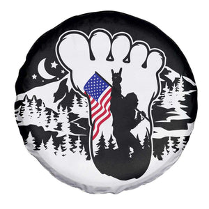 Patriotic Bigfoot Spare Tire Cover Rocking On Sasquatch Footprint With American Flag TS02 Print Your Wear