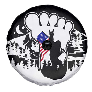 Patriotic Bigfoot Spare Tire Cover Rocking On Sasquatch Footprint With American Flag TS02 Print Your Wear