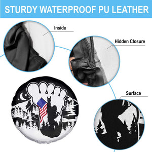 Patriotic Bigfoot Spare Tire Cover Rocking On Sasquatch Footprint With American Flag TS02 Print Your Wear