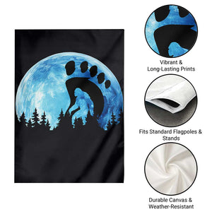 Cool Bigfoot Footprint Garden Flag Sasquatch Full Moon Forest