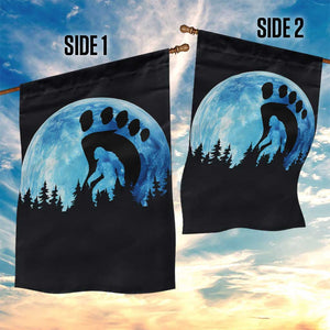 Cool Bigfoot Footprint Garden Flag Sasquatch Full Moon Forest
