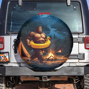 Funny Bigfoot with Duck Floatie Spare Tire Cover Sasquatch Camping Night TS02 No hole Navy Print Your Wear