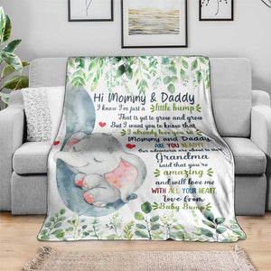 Cute Elephant Baby Bump Love Message Throw Blanket Hi Mommy & Daddy Sentimental Gift for Expecting Parents TS02 Print Your Wear