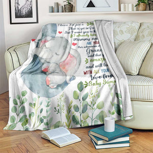 Cute Elephant Baby Bump Love Message Throw Blanket Hi Mommy & Daddy Sentimental Gift for Expecting Parents TS02 Print Your Wear