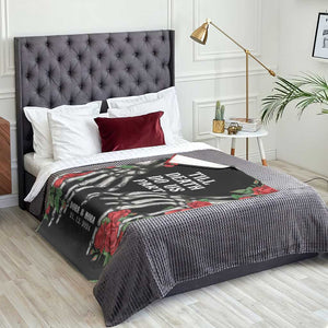 Personalized Roses Skeleton Couple Throw Blanket Custome Name and Date Till Death Do Us Apart TS02 Print Your Wear