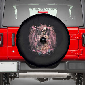 Floral Gothic Skeleton Spare Tire Cover In My Next Life I Want To Be The Karma Fairy Goblincore Roses Skull TS02 Black Print Your Wear