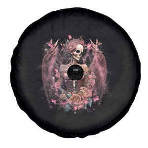 Floral Gothic Skeleton Spare Tire Cover In My Next Life I Want To Be The Karma Fairy Goblincore Roses Skull TS02 Print Your Wear