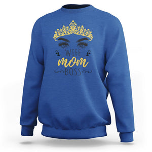 Wife Mom Boss Sweatshirt Women Bosses Mother's Day Gifts TS02 Royal Blue Printyourwear
