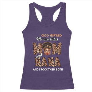 Black Afro Women Mother's Day Racerback Tank Top God Gifted Me Two Titles Mom And Nana I Rock Them Both TS02 Purple Print Your Wear