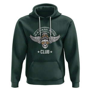 Funny Skull Messy Bun Hoodie Badass Mom Club Cool Mother's Day Gag Gifts TS02 Dark Forest Green Printyourwear