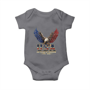 250 Years USA Majestic Bald Eagle Baby Onesie American Flag Wings Patriotic Semiquincentennial 250th Anniversary TS02 Charcoal Print Your Wear