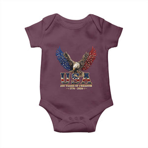 250 Years USA Majestic Bald Eagle Baby Onesie American Flag Wings Patriotic Semiquincentennial 250th Anniversary TS02 Maroon Print Your Wear