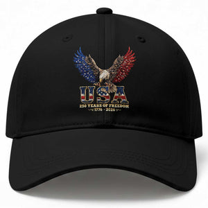 250 Years USA Majestic Bald Eagle Baseball Cap American Flag Wings Patriotic Semiquincentennial 250th Anniversary TS02 Print Your Wear
