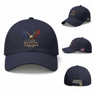 250 Years USA Majestic Bald Eagle Baseball Cap American Flag Wings Patriotic Semiquincentennial 250th Anniversary TS02 Baseball Cap Universal Fit Navy Print Your Wear