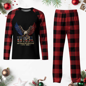 250 Years USA Majestic Bald Eagle Plaid Pajama Set American Flag Wings Patriotic Semiquincentennial 250th Anniversary TS02 Buffalo Plaid Print Your Wear