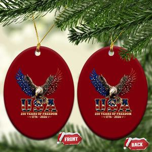 250 Years USA Majestic Bald Eagle Ceramic Ornament American Flag Wings Patriotic Semiquincentennial 250th Anniversary TS02 Print Your Wear