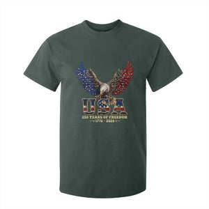 250 Years USA Majestic Bald Eagle T Shirt For Kid American Flag Wings Patriotic Semiquincentennial 250th Anniversary TS02 Dark Forest Green Print Your Wear
