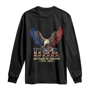 250 Years USA Majestic Bald Eagle Long Sleeve Shirt American Flag Wings Patriotic Semiquincentennial 250th Anniversary TS02 Black Print Your Wear