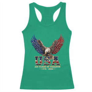 250 Years USA Majestic Bald Eagle Racerback Tank Top American Flag Wings Patriotic Semiquincentennial 250th Anniversary TS02 Irish Green Print Your Wear