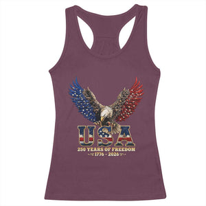 250 Years USA Majestic Bald Eagle Racerback Tank Top American Flag Wings Patriotic Semiquincentennial 250th Anniversary TS02 Maroon Print Your Wear