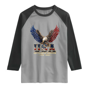 250 Years USA Majestic Bald Eagle Raglan Shirt American Flag Wings Patriotic Semiquincentennial 250th Anniversary TS02 Sport Gray Black Print Your Wear