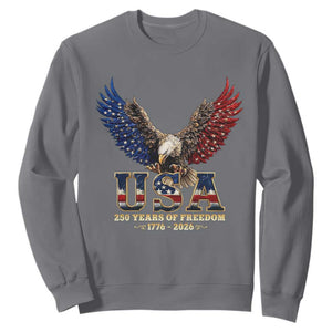 250 Years USA Majestic Bald Eagle Sweatshirt American Flag Wings Patriotic Semiquincentennial 250th Anniversary TS02 Charcoal Print Your Wear