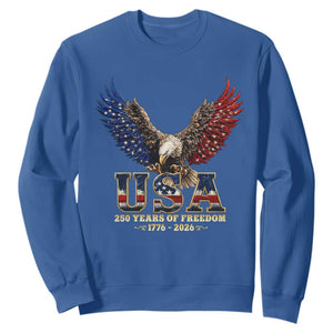 250 Years USA Majestic Bald Eagle Sweatshirt American Flag Wings Patriotic Semiquincentennial 250th Anniversary TS02 Royal Blue Print Your Wear