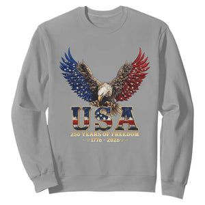 250 Years USA Majestic Bald Eagle Sweatshirt American Flag Wings Patriotic Semiquincentennial 250th Anniversary TS02 Sport Gray Print Your Wear