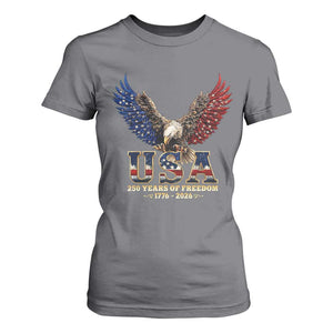 250 Years USA Majestic Bald Eagle T Shirt For Women American Flag Wings Patriotic Semiquincentennial 250th Anniversary TS02 Charcoal Print Your Wear
