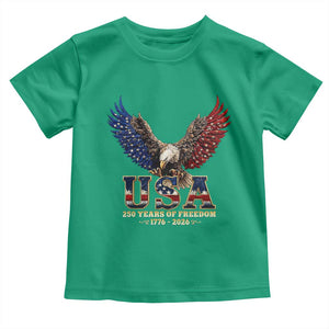 250 Years USA Majestic Bald Eagle Toddler T Shirt American Flag Wings Patriotic Semiquincentennial 250th Anniversary TS02 Irish Green Print Your Wear