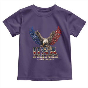 250 Years USA Majestic Bald Eagle Toddler T Shirt American Flag Wings Patriotic Semiquincentennial 250th Anniversary TS02 Purple Print Your Wear
