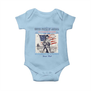 Custom Name Descendant of a Patriot USA 250 Years of Freedom Personalized Baby Onesie 1776-2026 Revolutionary War Heritage TS02 Light Blue Print Your Wear