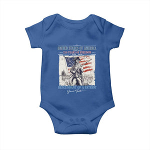 Custom Name Descendant of a Patriot USA 250 Years of Freedom Personalized Baby Onesie 1776-2026 Revolutionary War Heritage TS02 Royal Blue Print Your Wear