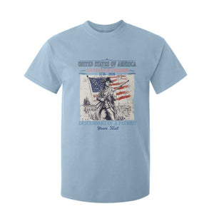 Custom Name Descendant of a Patriot USA 250 Years of Freedom Personalized T Shirt For Kid 1776-2026 Revolutionary War Heritage TS02 Light Blue Print Your Wear