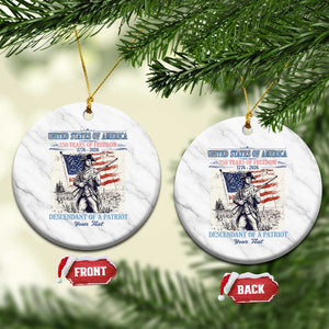 Custom Name Descendant of a Patriot USA 250 Years of Freedom Personalized Ceramic Ornament 1776-2026 Revolutionary War Heritage TS02 1pc White Marble Print Your Wear