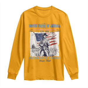 Custom Name Descendant of a Patriot USA 250 Years of Freedom Personalized Long Sleeve Shirt 1776-2026 Revolutionary War Heritage TS02 Gold Print Your Wear