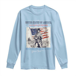 Custom Name Descendant of a Patriot USA 250 Years of Freedom Personalized Long Sleeve Shirt 1776-2026 Revolutionary War Heritage TS02 Light Blue Print Your Wear
